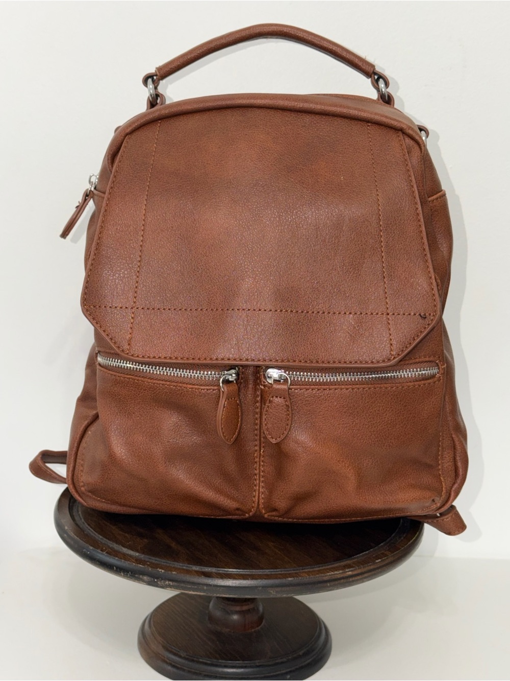 Urban Expressions Cognac Brown Faux Leather Backpack Convertible Shoulder Bag